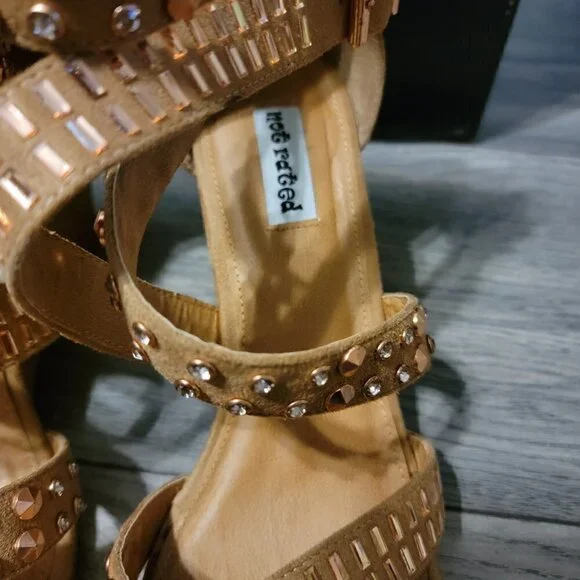 Not Rated Serpentina Rose Gold Embellished Wedge Sandal.  Size 9.  Worn once. - Picture 6 of 10
